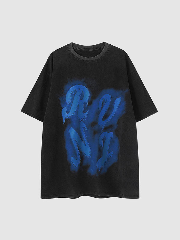 AlanBalen® - Graffiti Oil Painting Letter Print Tee AlanBalen