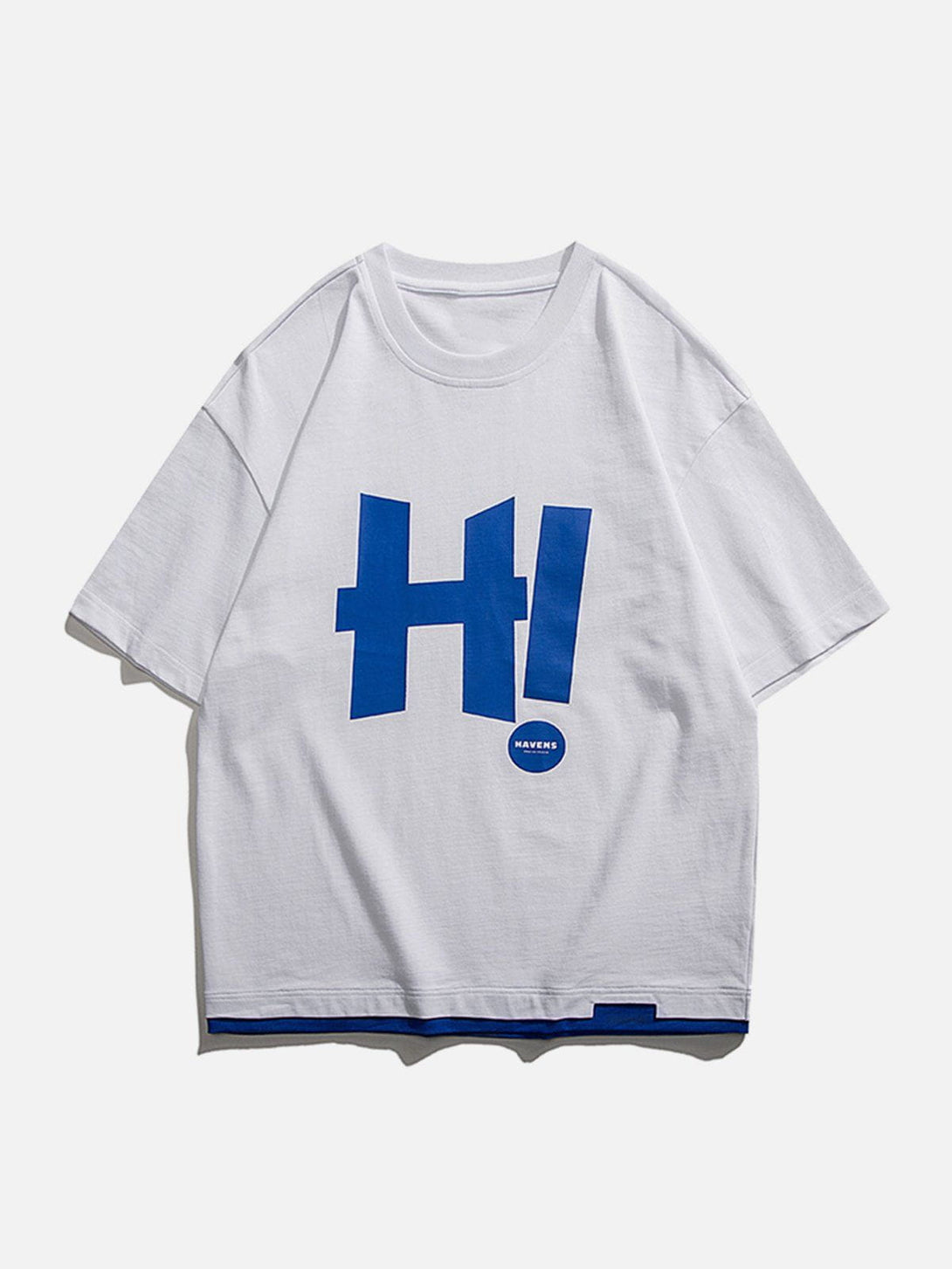 AlanBalen® - H Letter Print Patchwork Tee AlanBalen