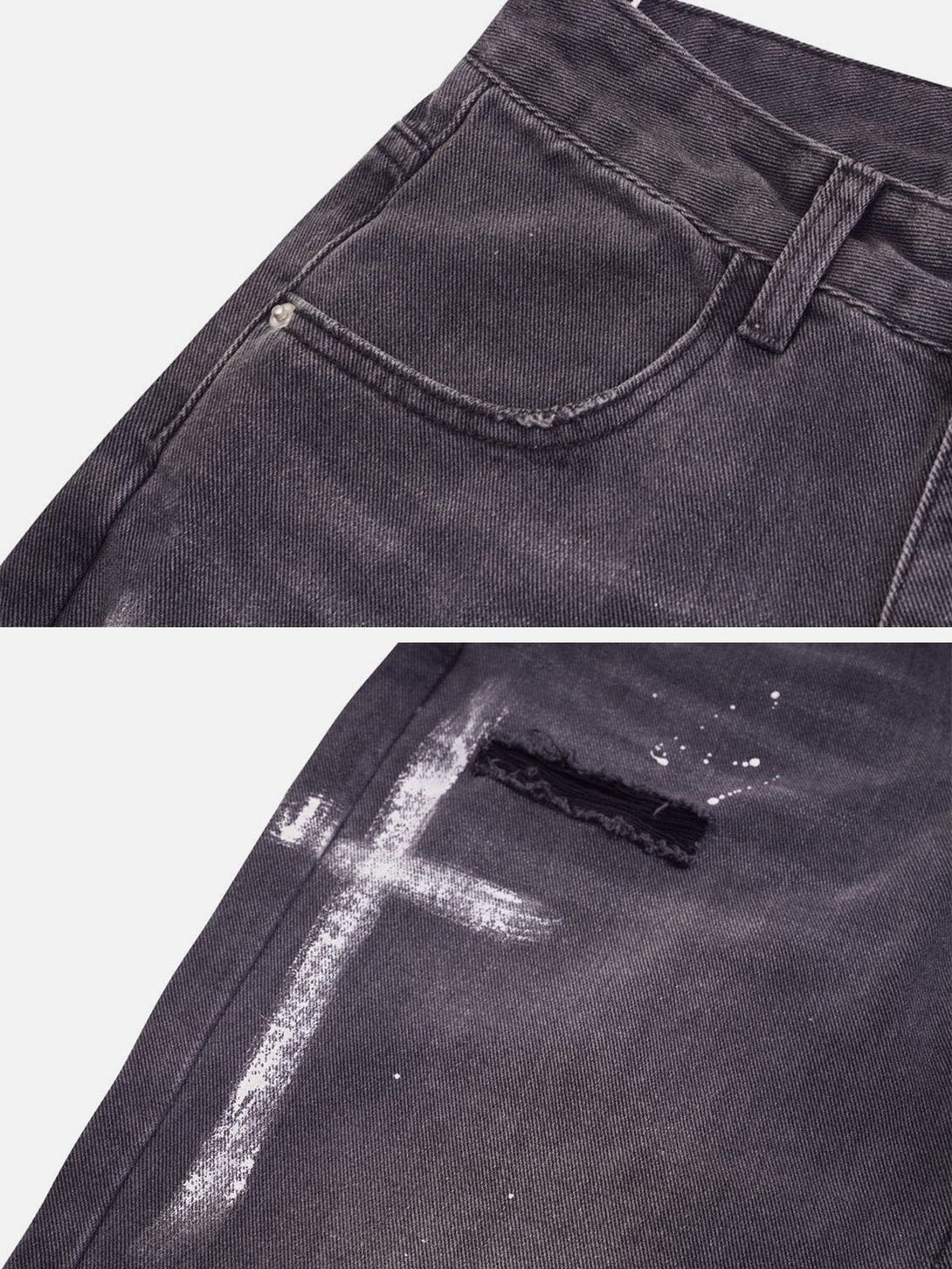 AlanBalen® - Hand Painted Cross Hole Jeans AlanBalen