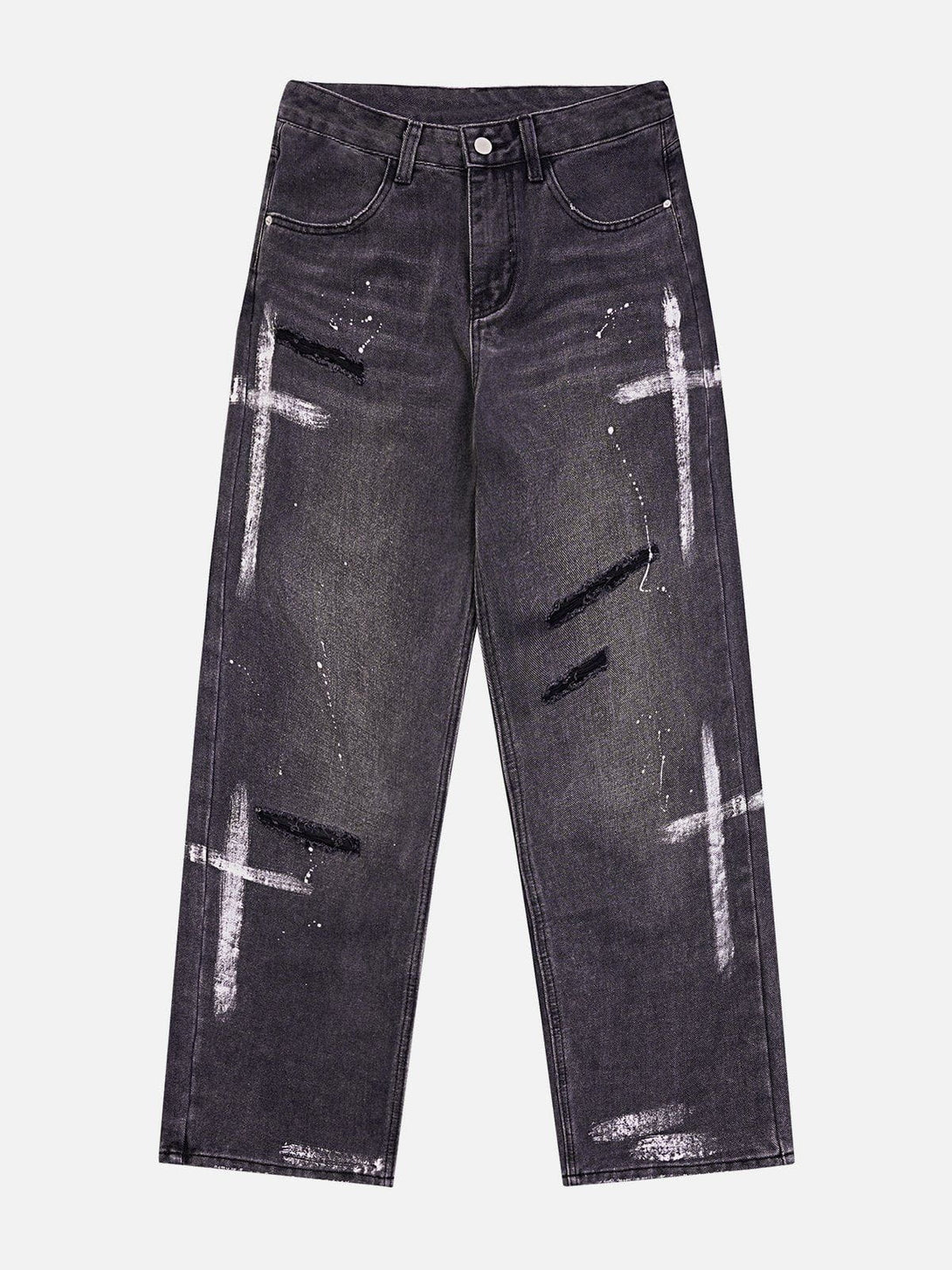 AlanBalen® - Hand Painted Cross Hole Jeans AlanBalen