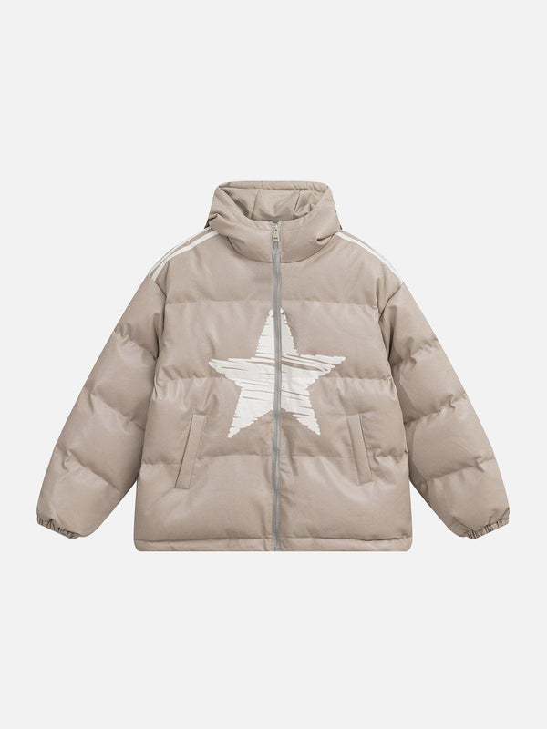 AlanBalen® - Hand Painted Star Print Winter Coat AlanBalen