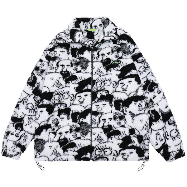 AlanBalen® - Head Full of Prints Sherpa Winter Coat AlanBalen