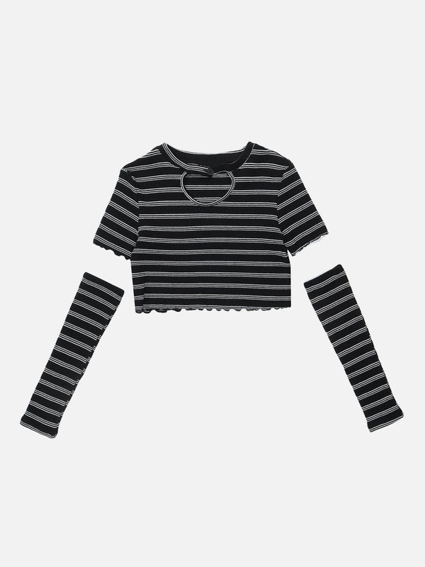 AlanBalen® - Heart Cut Stripe Crop Tee AlanBalen