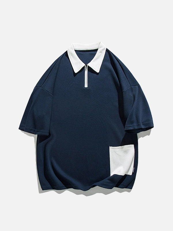 AlanBalen® - Hem Pocket Zip Up Polo Tee AlanBalen