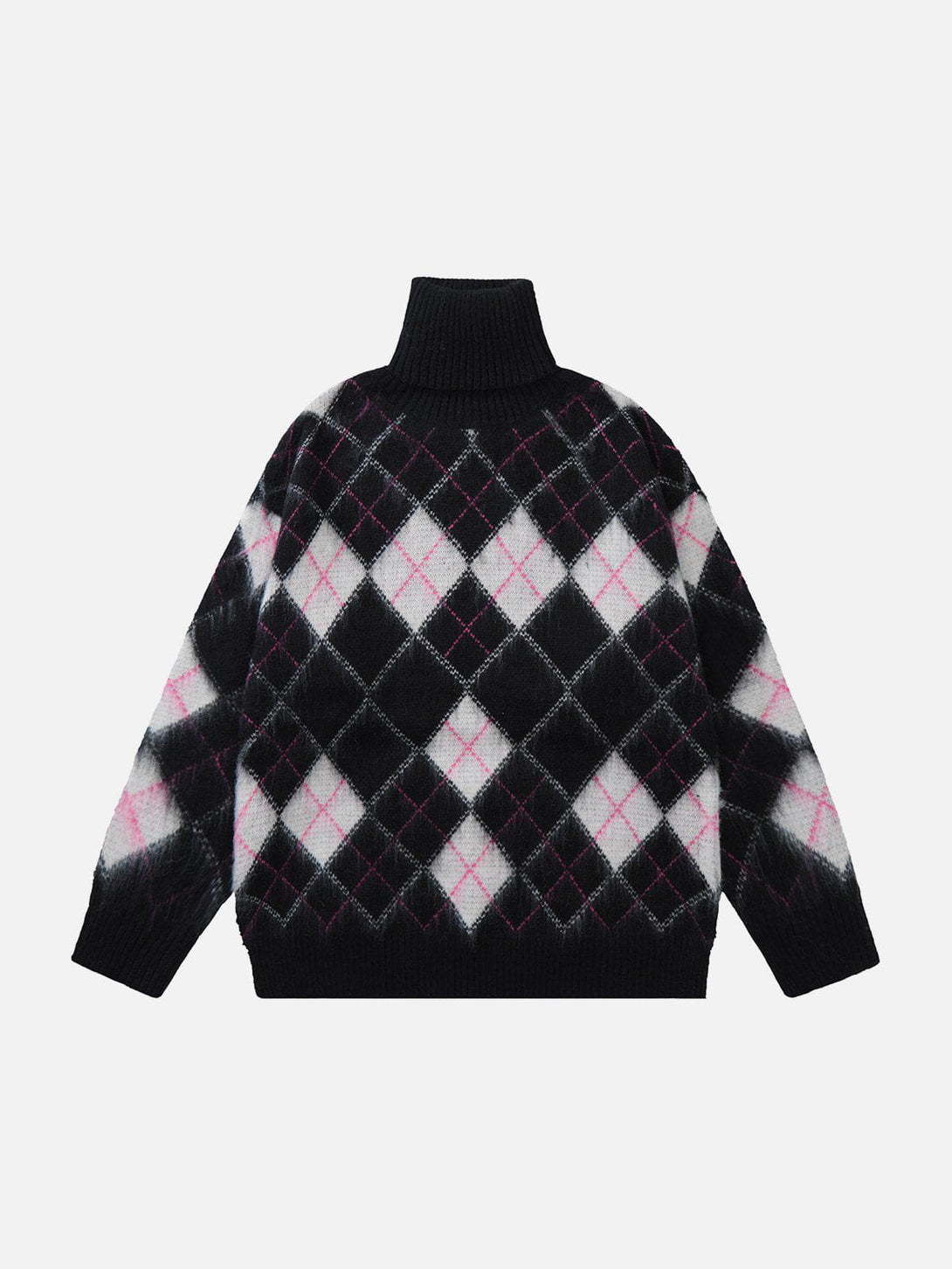 AlanBalen® - High Neck Diamond Color Block Sweater AlanBalen