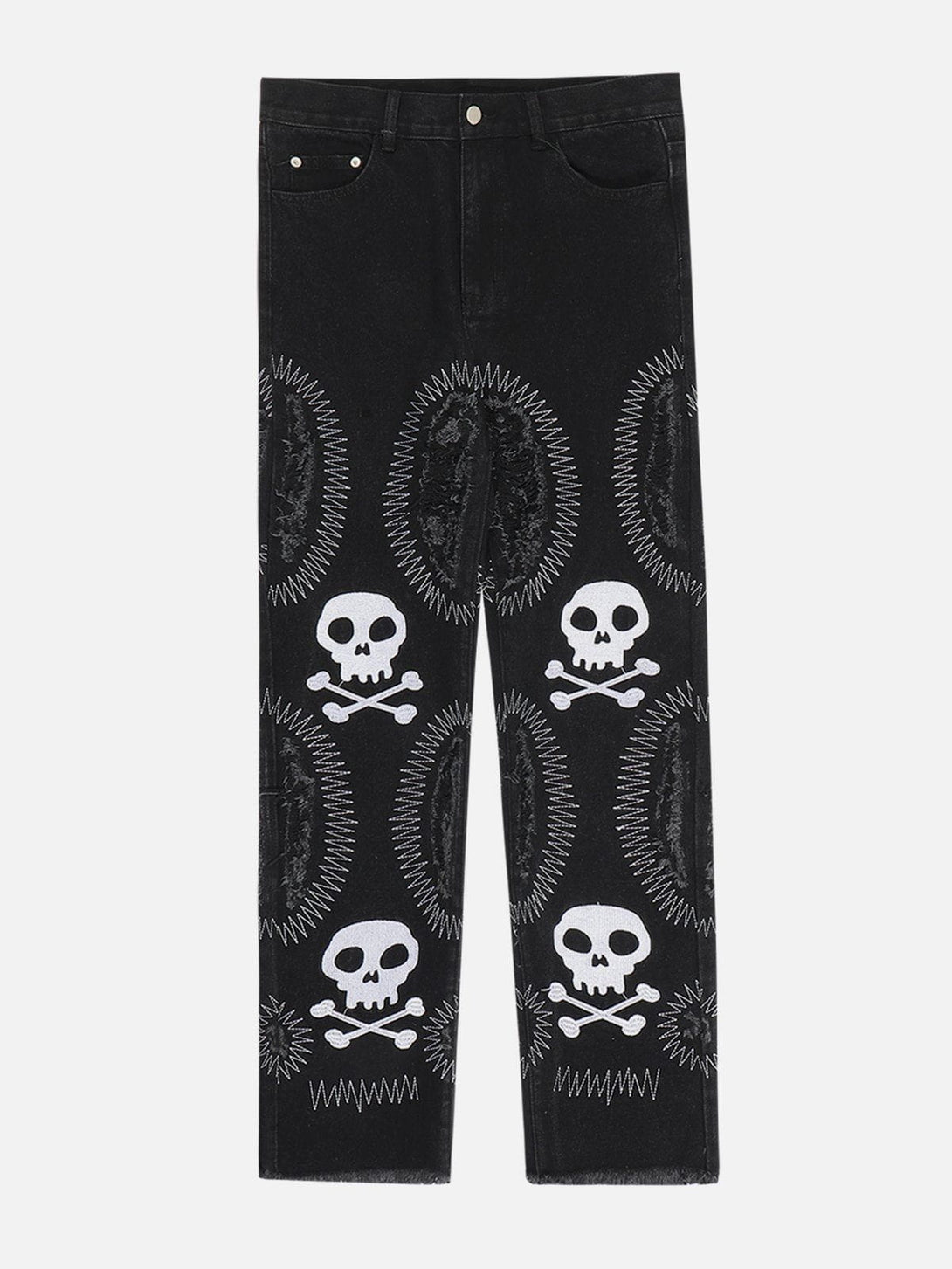 AlanBalen® - Holes Embroidery Skeleton Jeans AlanBalen