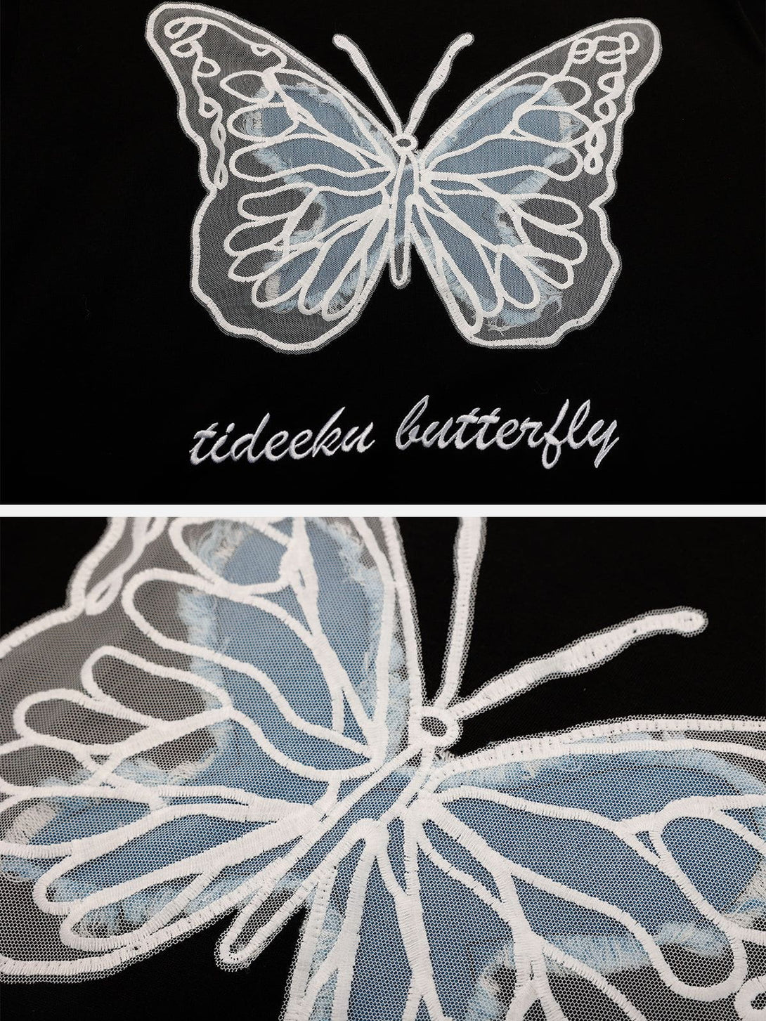 AlanBalen® - Hollow Mesh  Butterfly Patch Tee AlanBalen