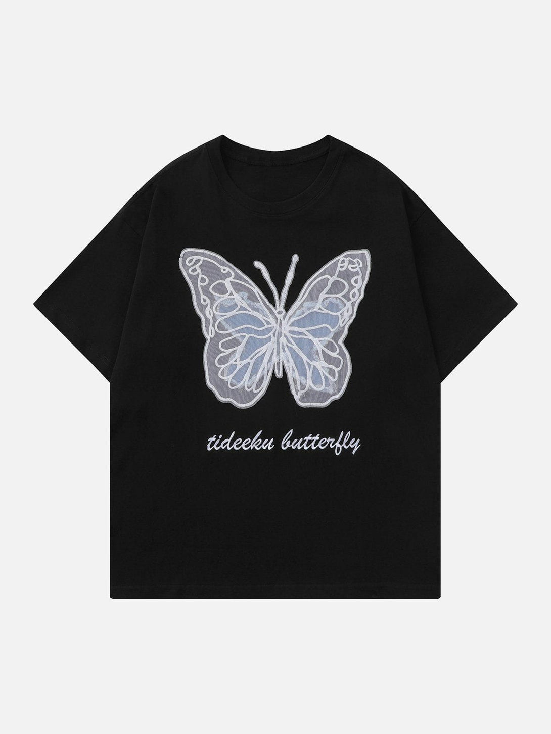 AlanBalen® - Hollow Mesh  Butterfly Patch Tee AlanBalen