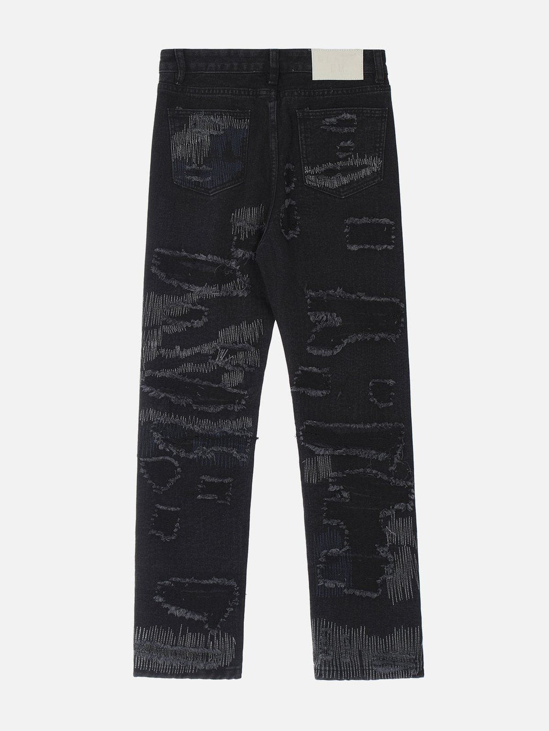 AlanBalen® - Irregular Ripped Patch Stitch Embroidery Jeans AlanBalen