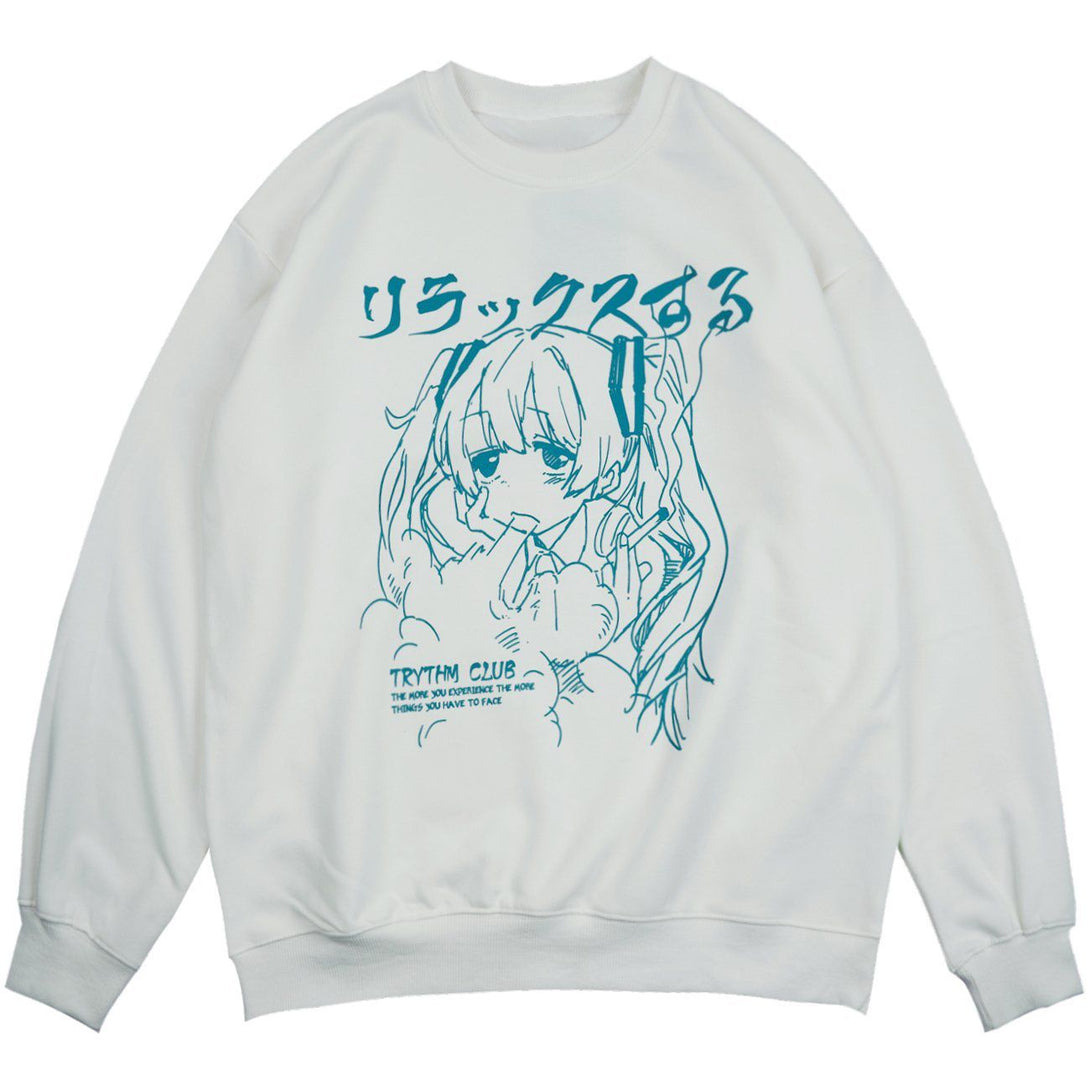 AlanBalen® - Japanese Cartoon Anime Girl Print Sweatshirt AlanBalen