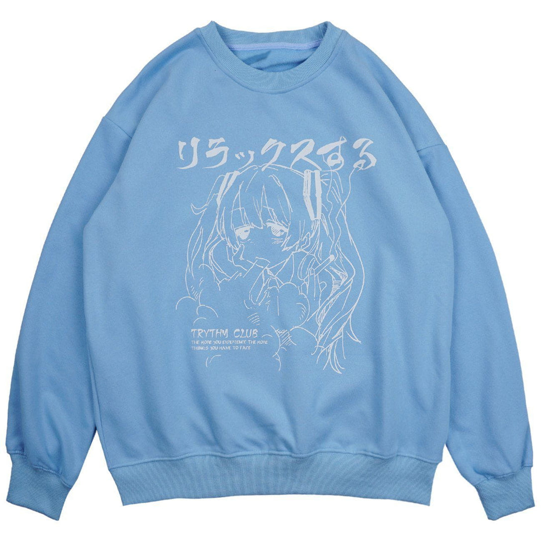 AlanBalen® - Japanese Cartoon Anime Girl Print Sweatshirt AlanBalen