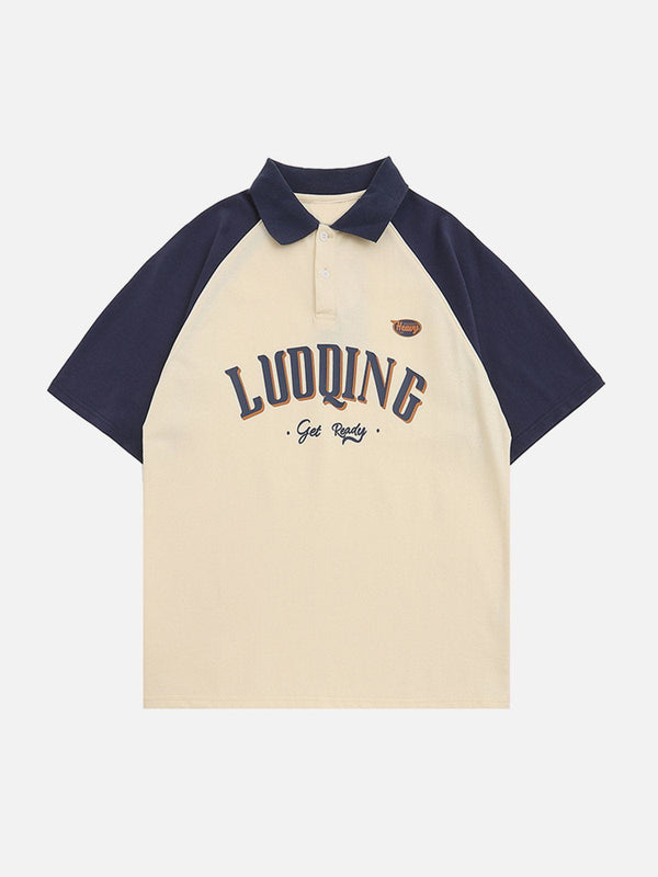 AlanBalen® - LUDQING Graphic Polo Collar Tee AlanBalen