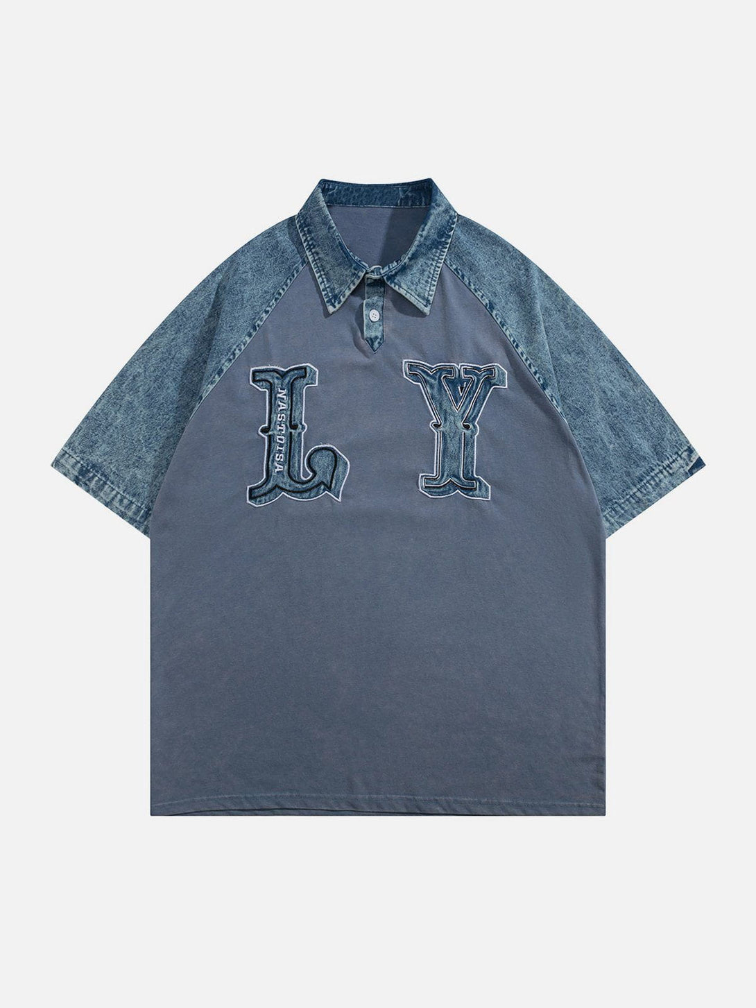 AlanBalen® - LY Letter Patchwork Polo Collar Tee AlanBalen