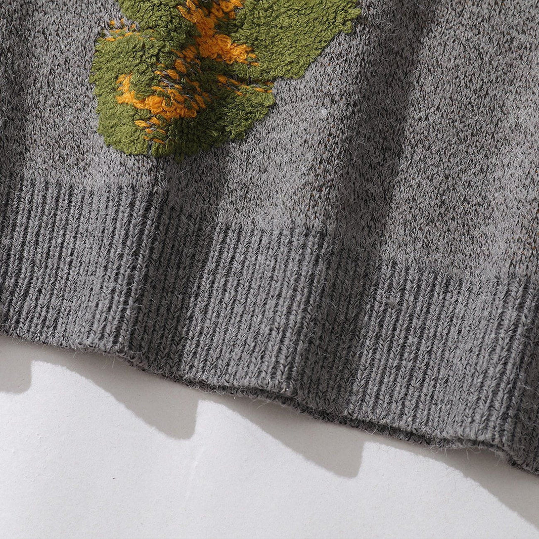 AlanBalen® - Leaf Print Knit Sweater AlanBalen