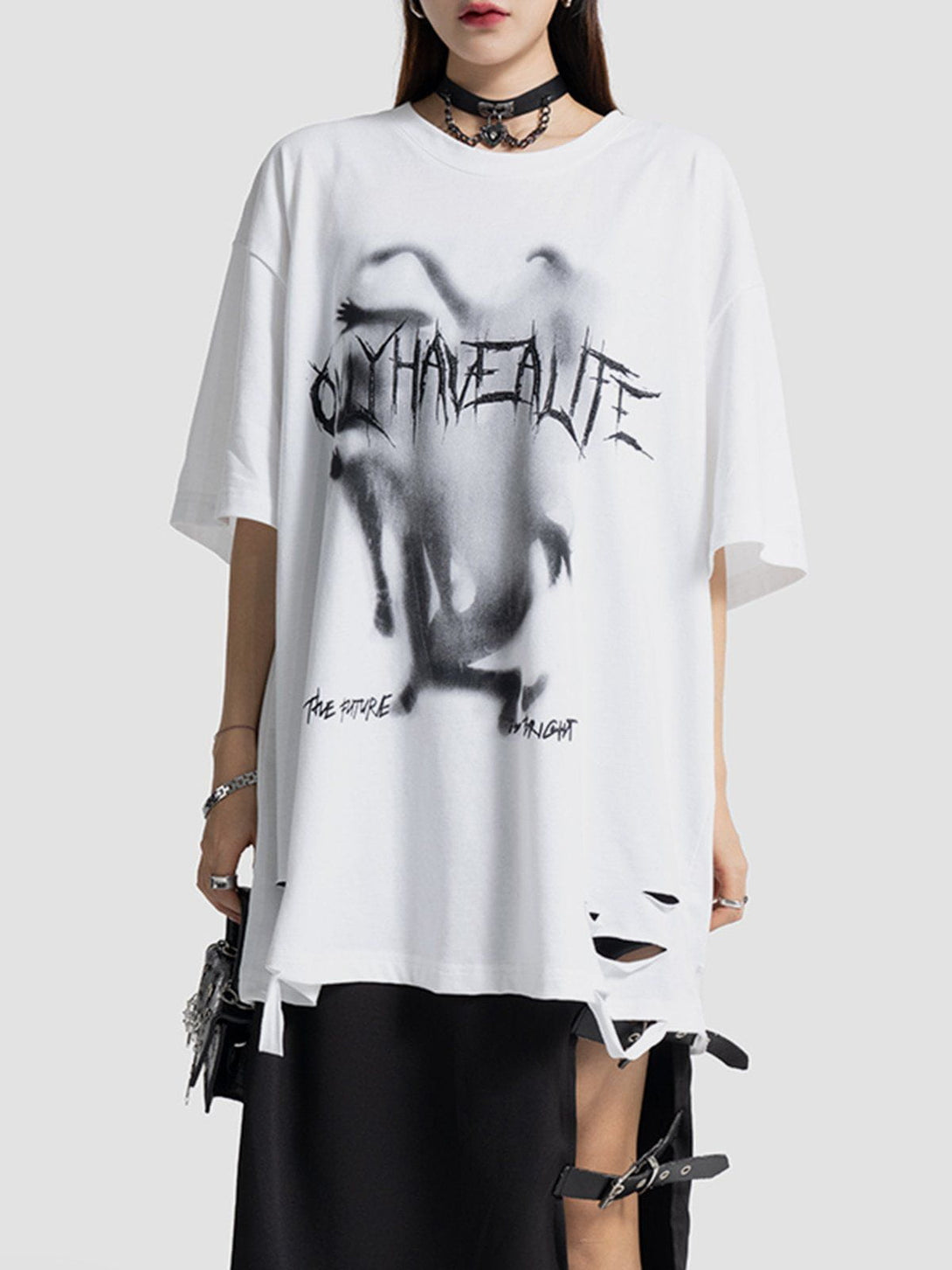 AlanBalen® - Letter Abstract Print Hole Tee AlanBalen