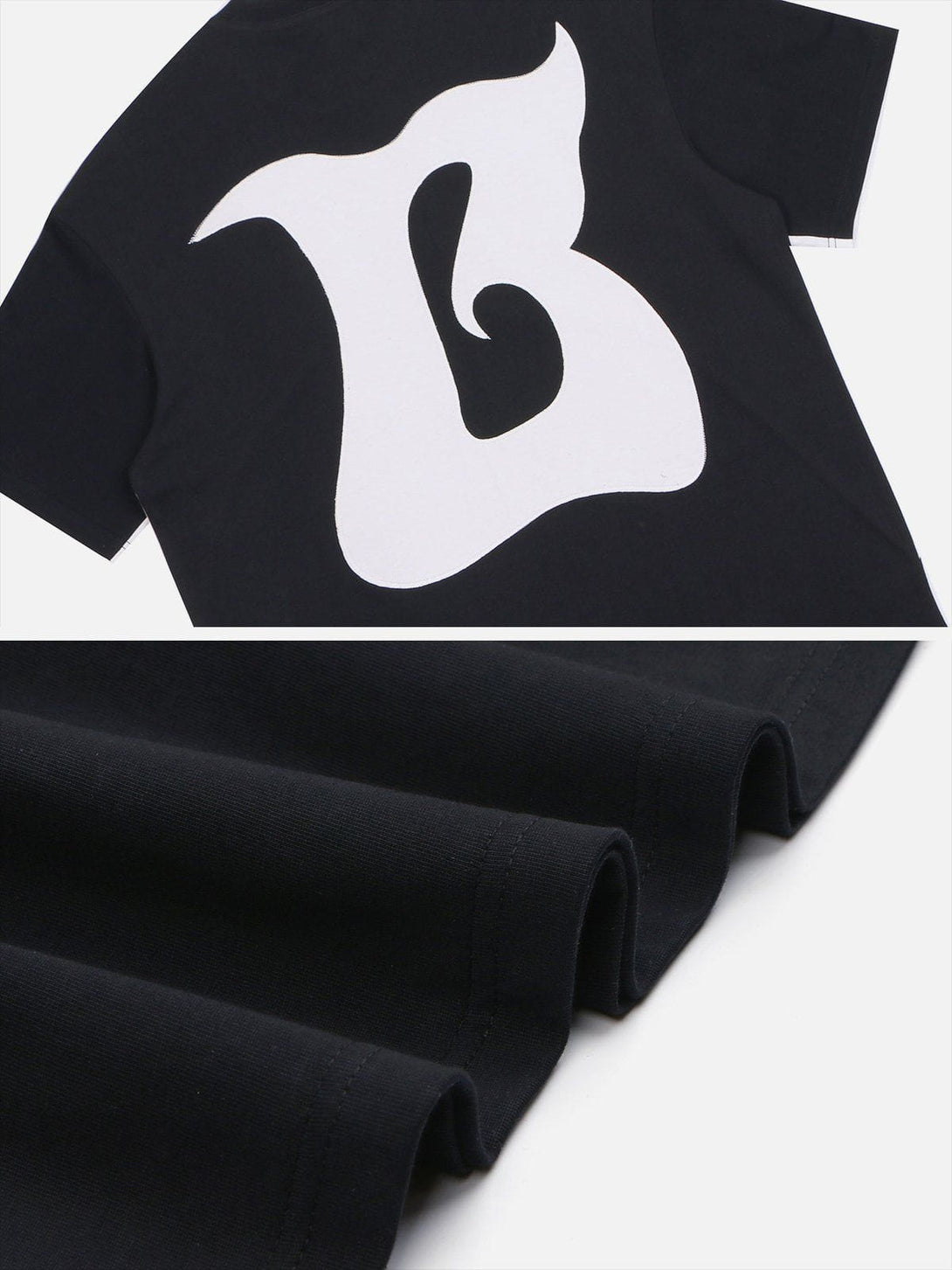 AlanBalen® - Letter B Print Stitching Tee AlanBalen