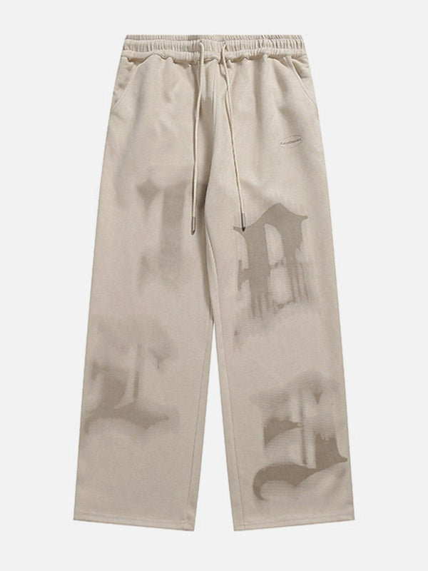 AlanBalen® - Letter Dip-dye Drawstring Pants AlanBalen