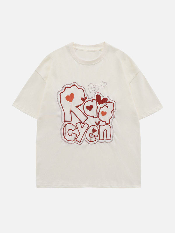 AlanBalen® - Letter Embroidery Heart Element Tee AlanBalen