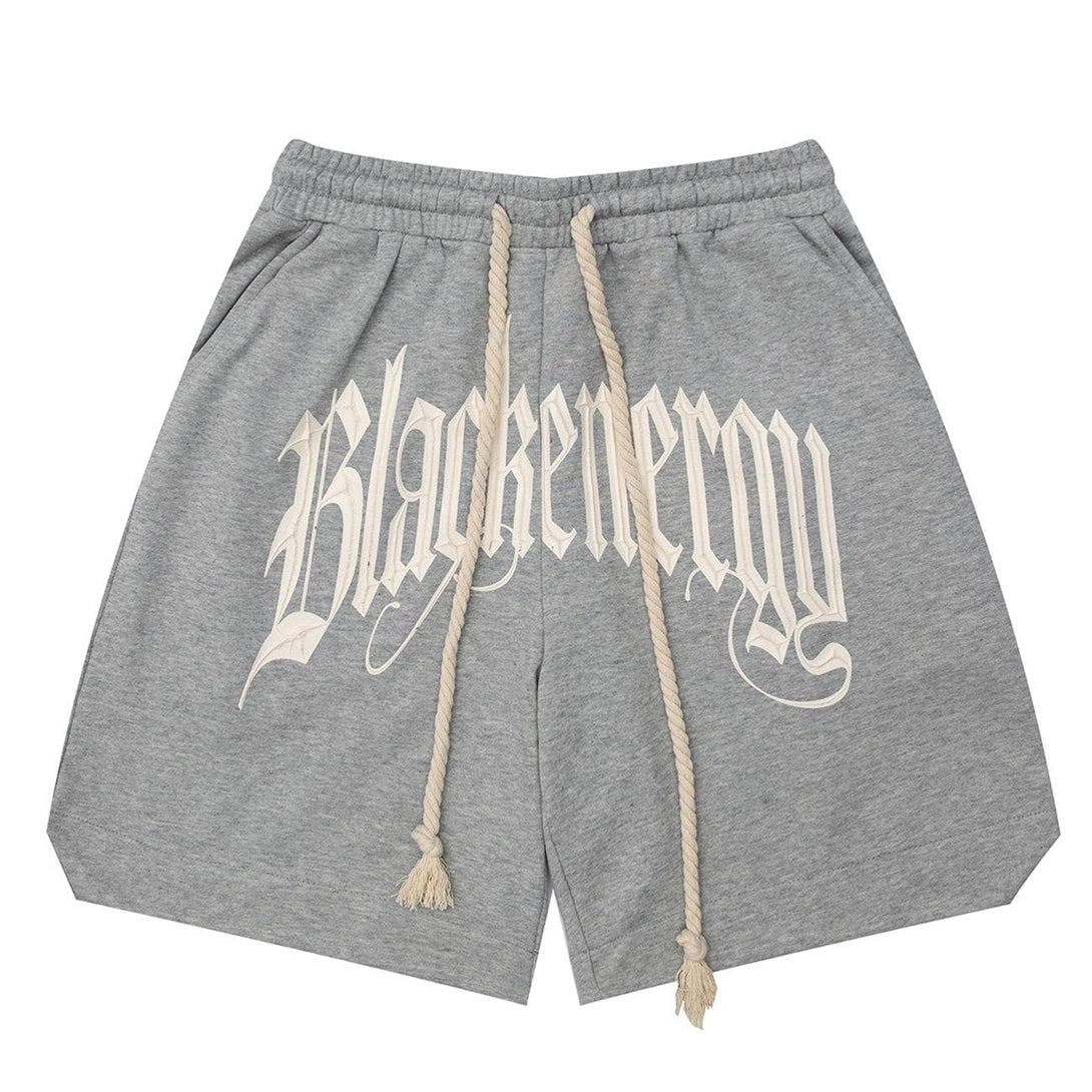 AlanBalen® - Letter Embroidery Long Drawstring Shorts AlanBalen