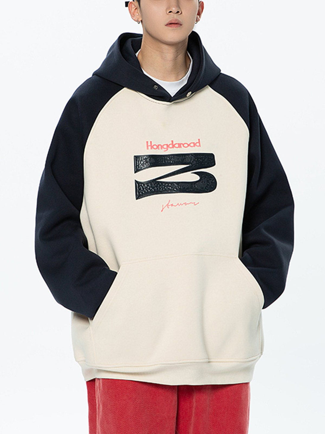 AlanBalen® - Letter Embroidery Patchwork Hoodie AlanBalen