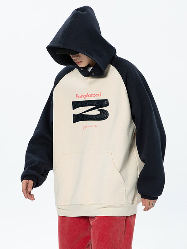 AlanBalen® - Letter Embroidery Patchwork Hoodie AlanBalen