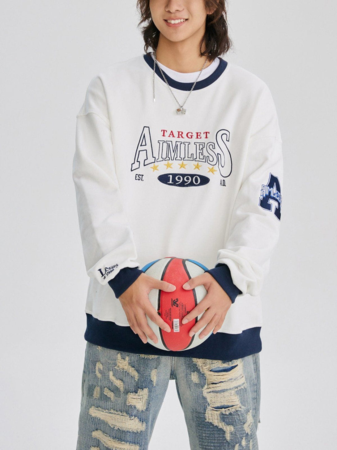 AlanBalen® - Letter Embroidery Patchwork Sweatshirt AlanBalen