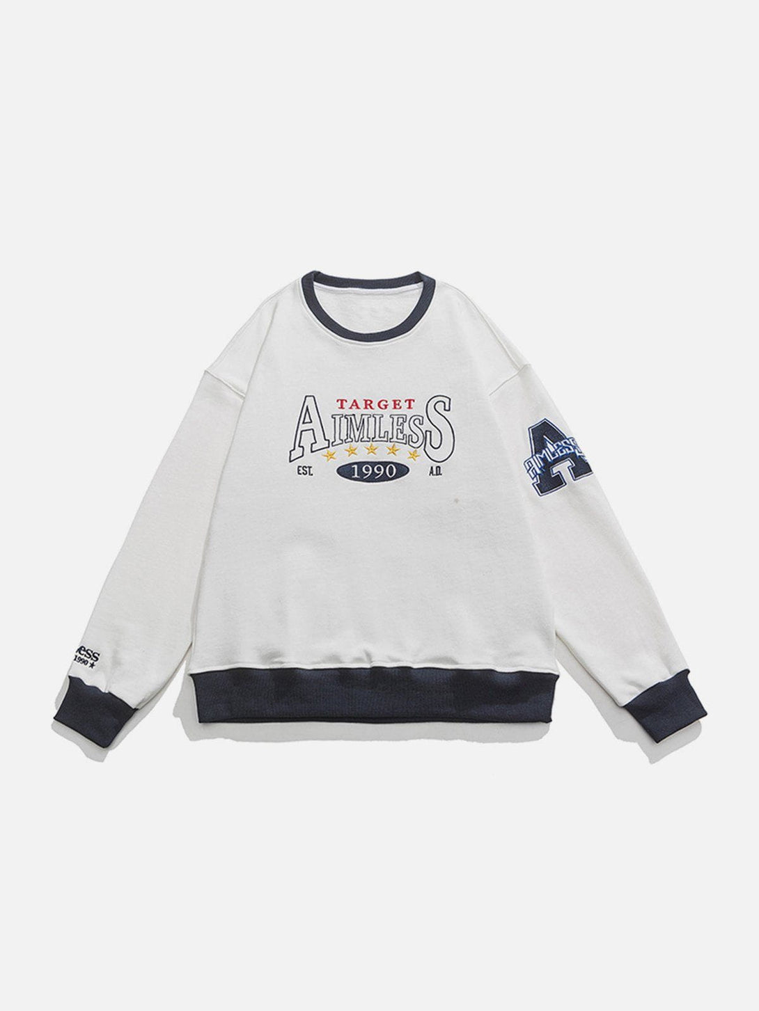 AlanBalen® - Letter Embroidery Patchwork Sweatshirt AlanBalen