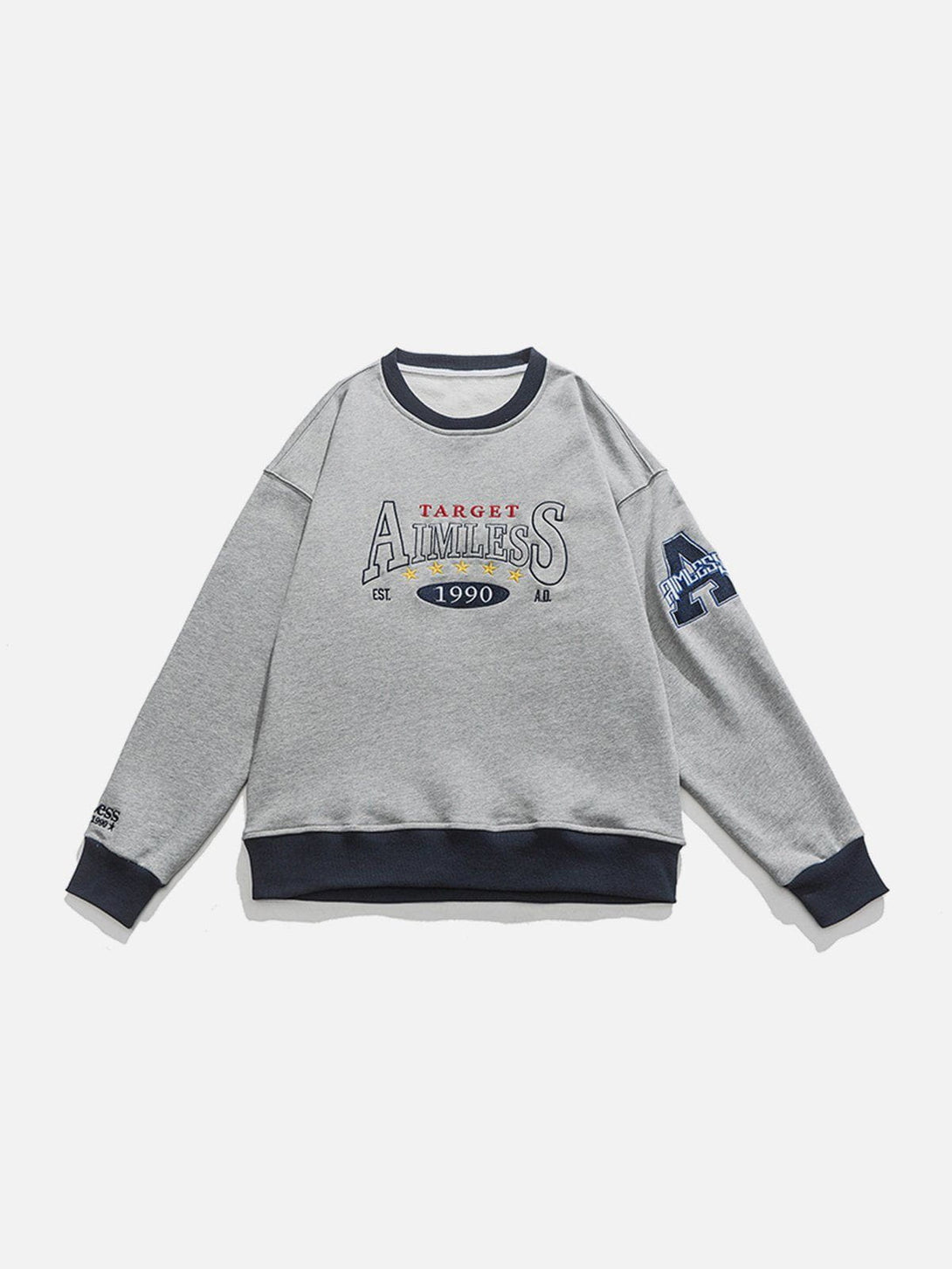 AlanBalen® - Letter Embroidery Patchwork Sweatshirt AlanBalen