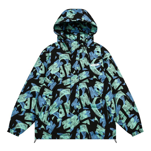 AlanBalen® - Letter Graffiti Full Print Hood Winter Coat AlanBalen