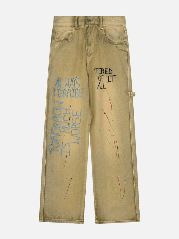 AlanBalen® - Letter Print Jeans AlanBalen