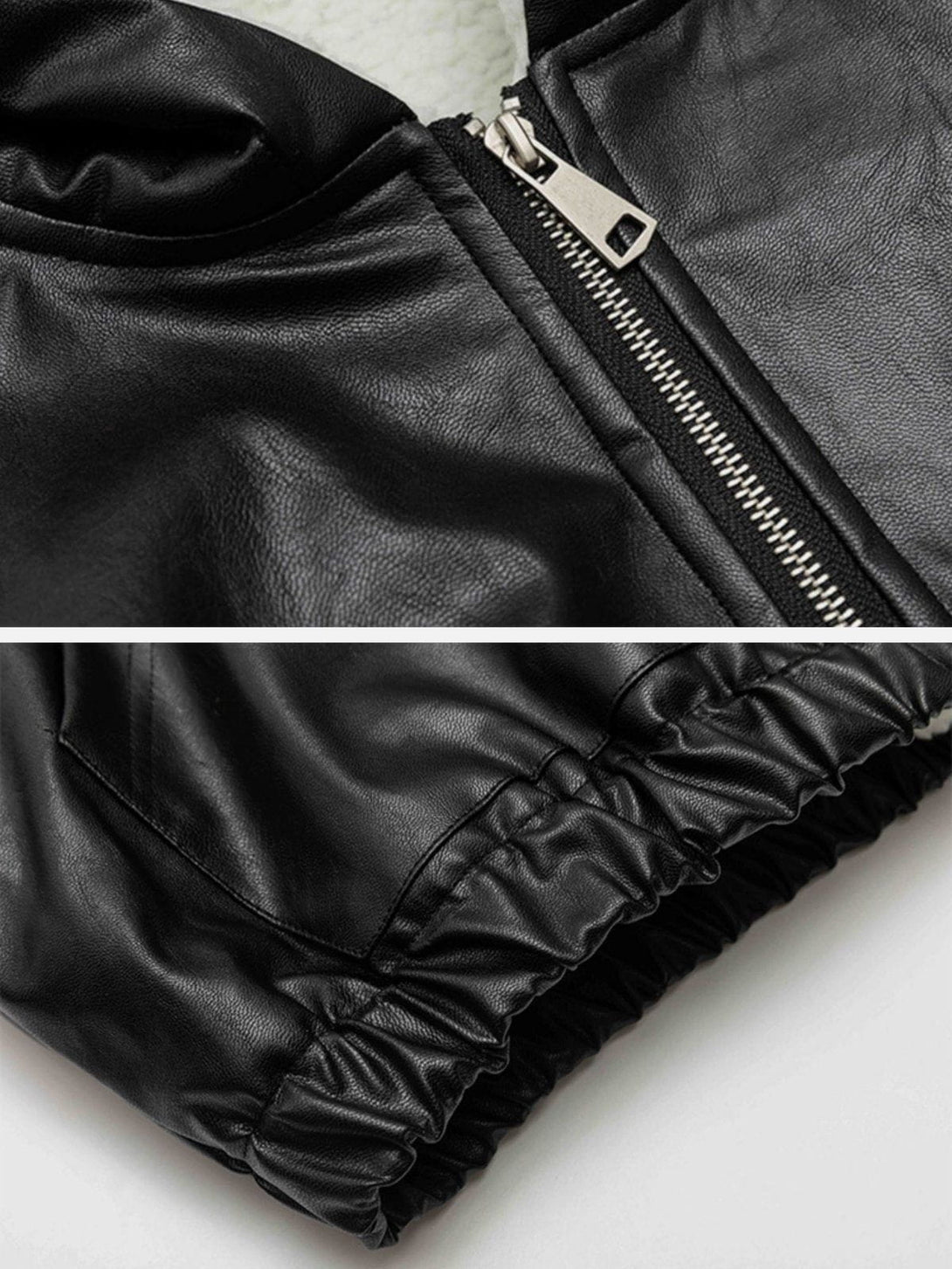 AlanBalen® - Letter Print Leather Jacket AlanBalen