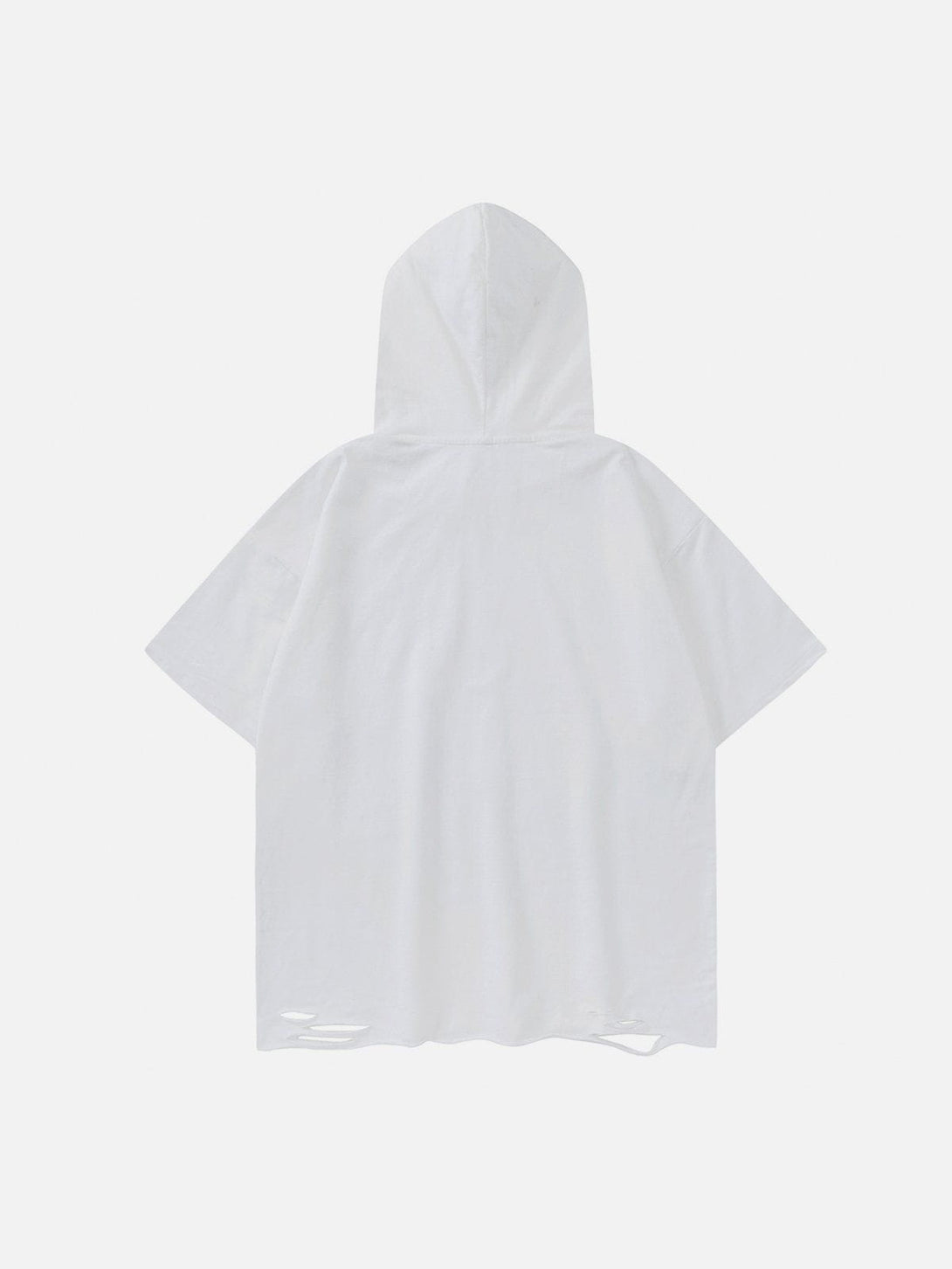 AlanBalen® - Letter Print Ripped Hooded Tee AlanBalen