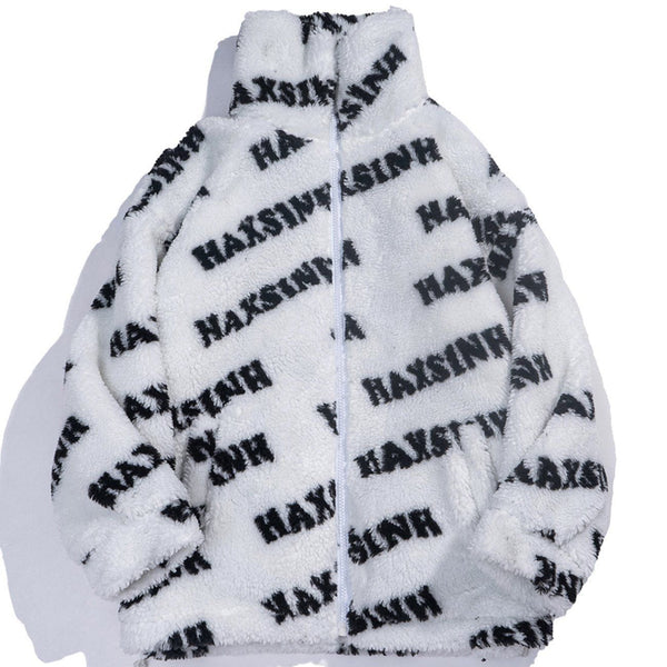 AlanBalen® - Letters Full Print Sherpa Winter Coat AlanBalen