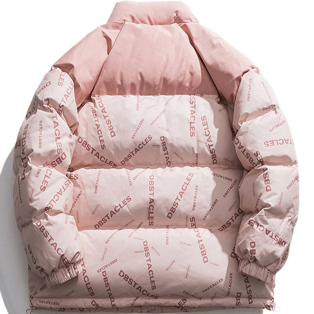 AlanBalen® - Letters Full Printing and Color Matching Puffer Jacket AlanBalen