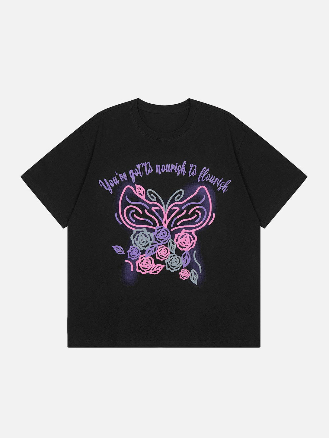 AlanBalen® - Line Flower Butterfly Print Tee AlanBalen