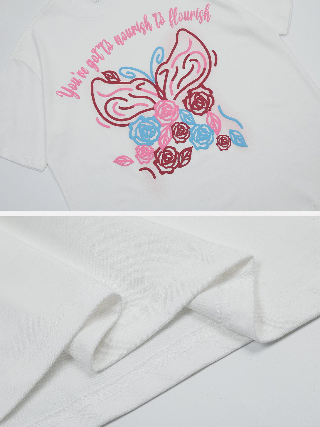 AlanBalen® - Line Flower Butterfly Print Tee AlanBalen