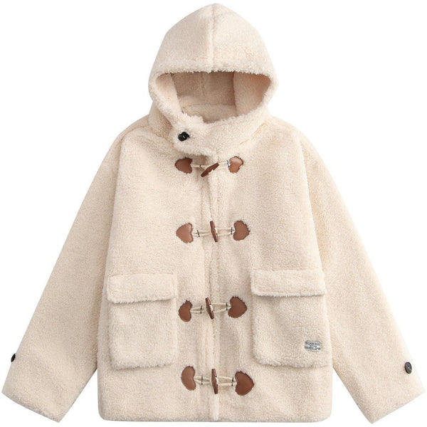 AlanBalen® - Love Button Hood Sherpa Winter Coat AlanBalen