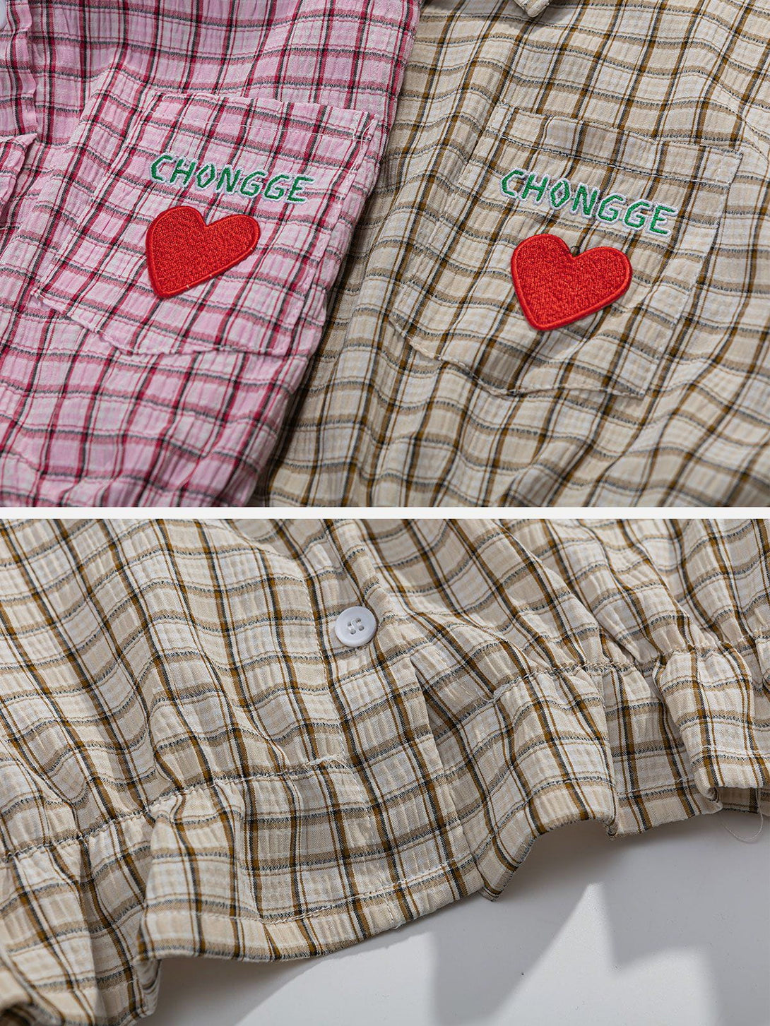 AlanBalen® - Love Embroidered Plaid Tee AlanBalen