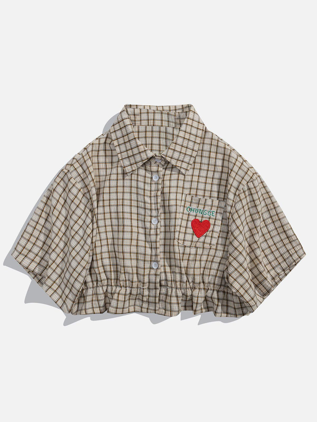 AlanBalen® - Love Embroidered Plaid Tee AlanBalen