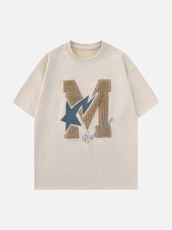 AlanBalen® - M Letter Star Embroidery Tee AlanBalen