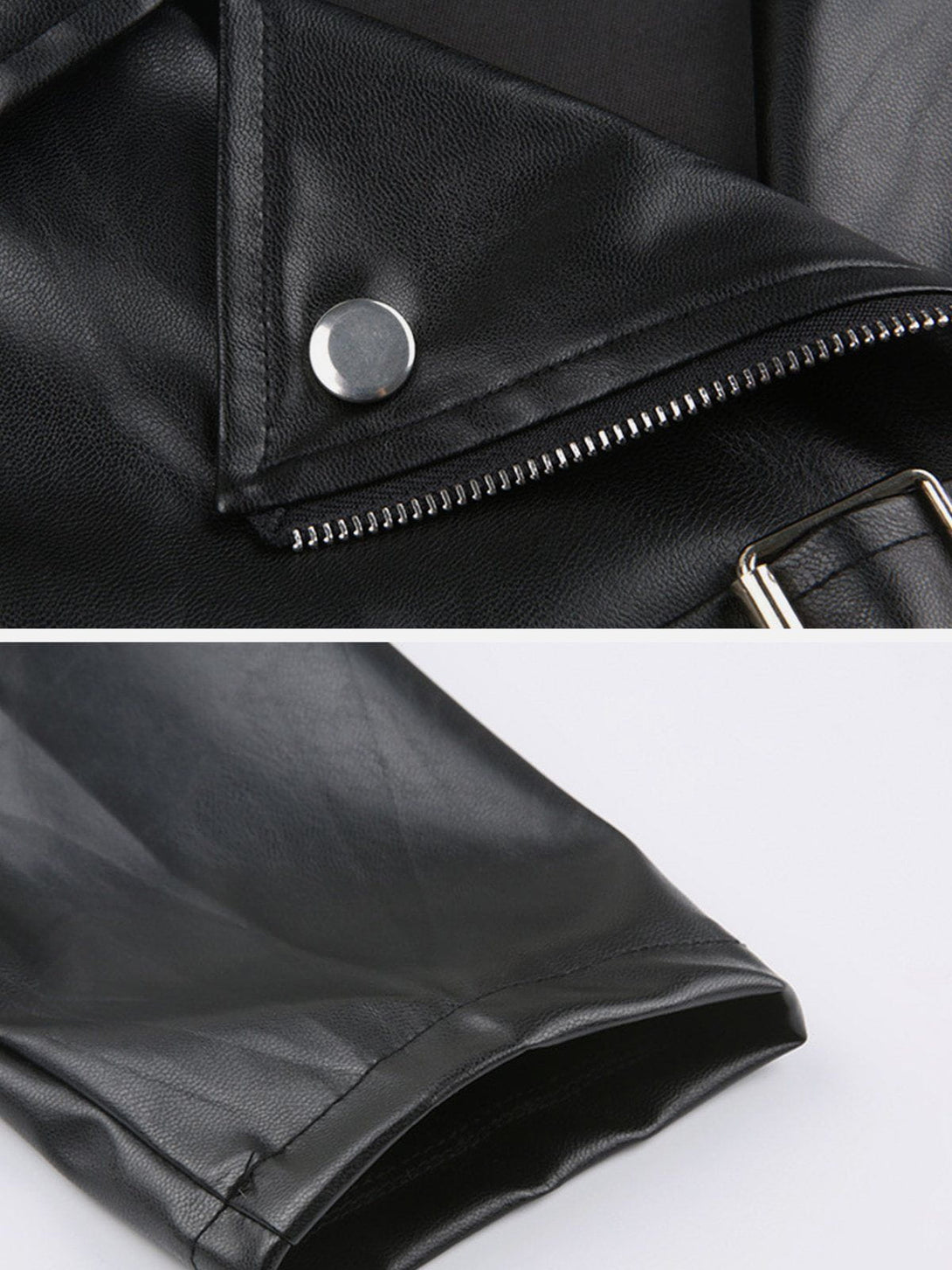 AlanBalen® - Metal Buckle Zipper Leather Racing Jacket AlanBalen