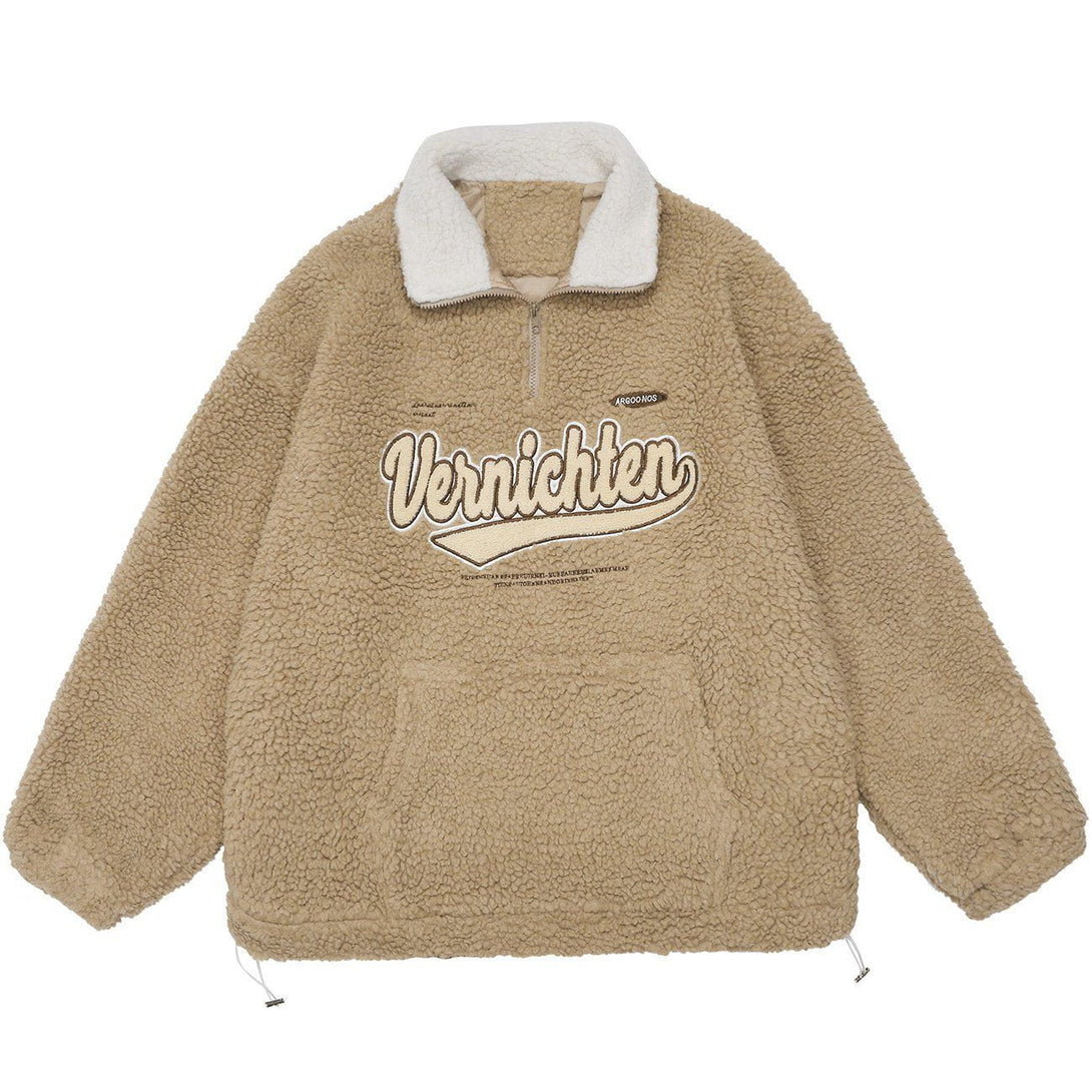 AlanBalen® - Monogram Embroidery Sherpa Winter Coat AlanBalen