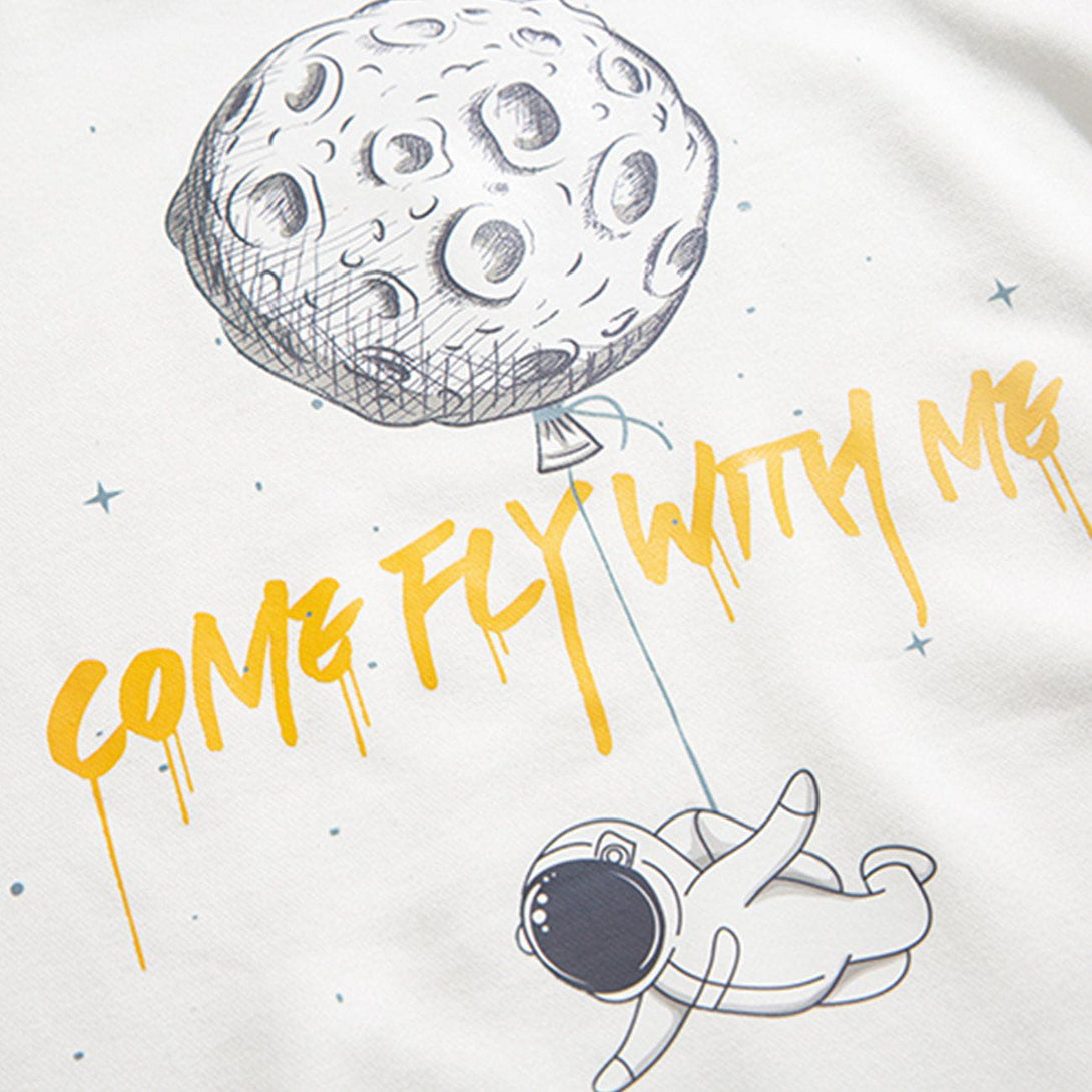 AlanBalen® - Moon Astronaut Print Sweatshirt AlanBalen