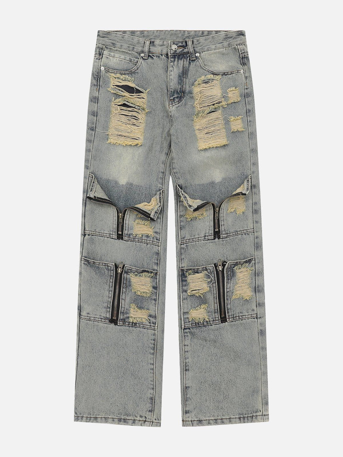 AlanBalen® - Multi Hole Zip Up Jeans AlanBalen