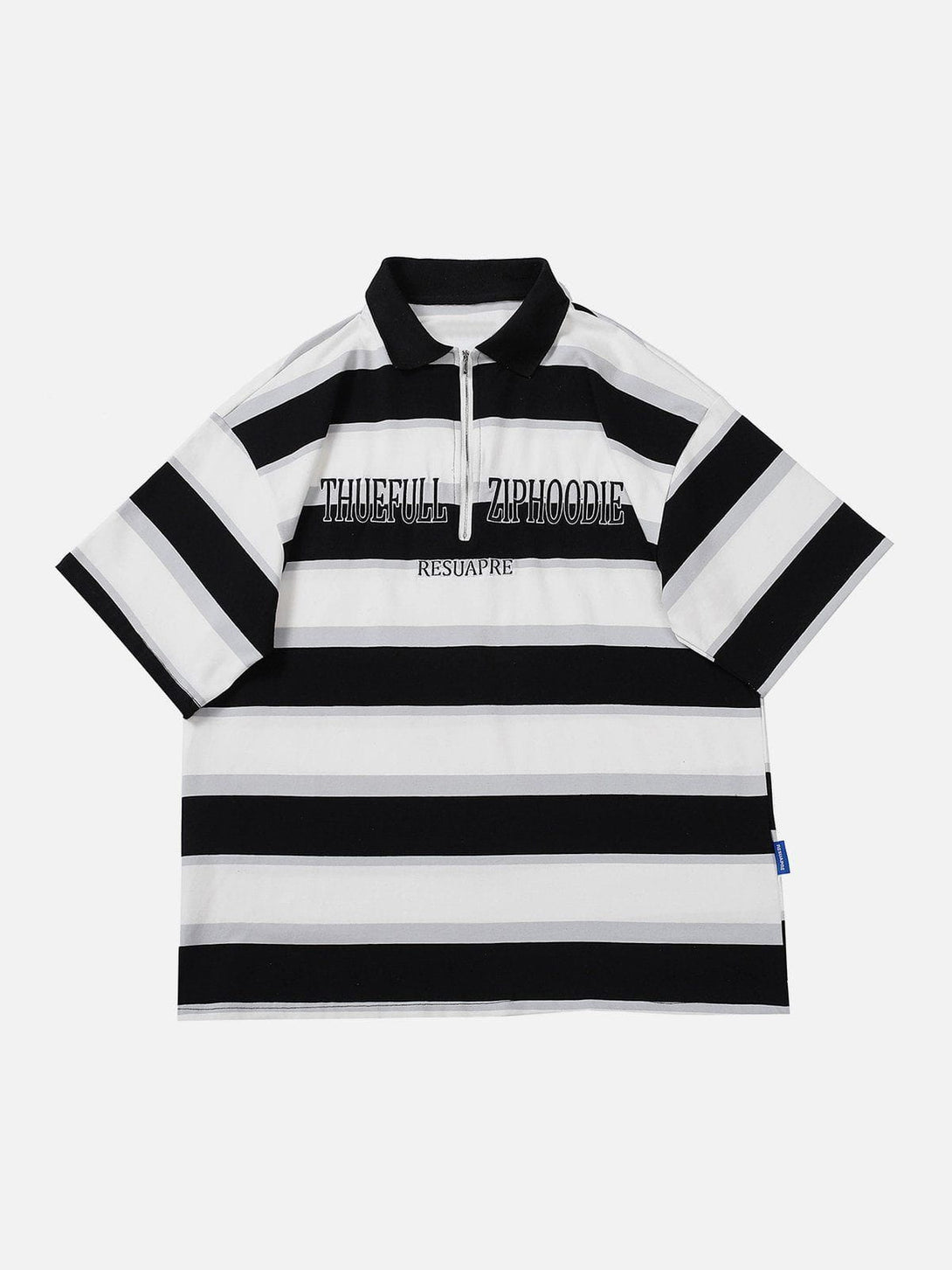 AlanBalen® - Multicolor Stripe Embroidered Letter POLO Tee AlanBalen