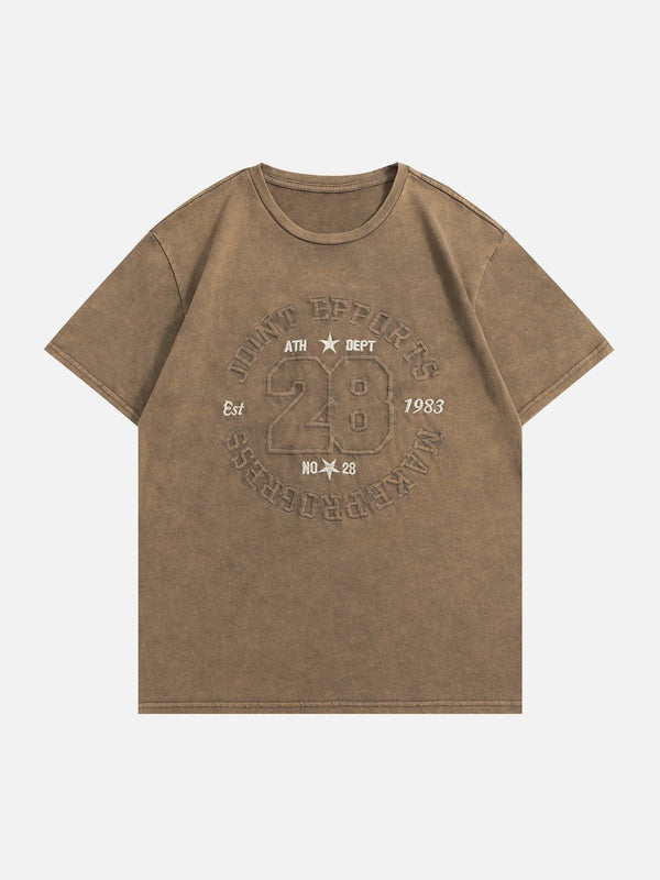 AlanBalen® - Number 28 Embroidery Washed Tee AlanBalen