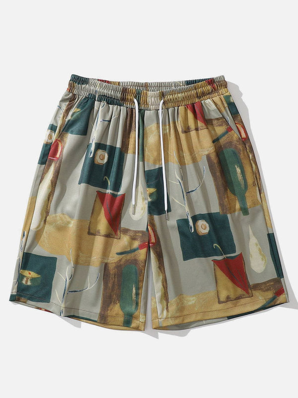 AlanBalen® - Oil Painting Drawstring Shorts AlanBalen