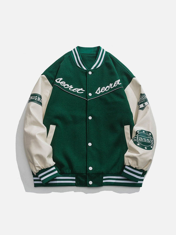 AlanBalen® - PU Splicing Varsity Jacket AlanBalen