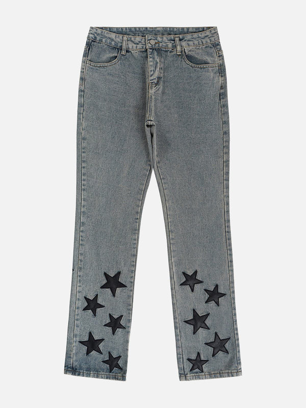 AlanBalen® - PU Star Patchwork Jeans AlanBalen