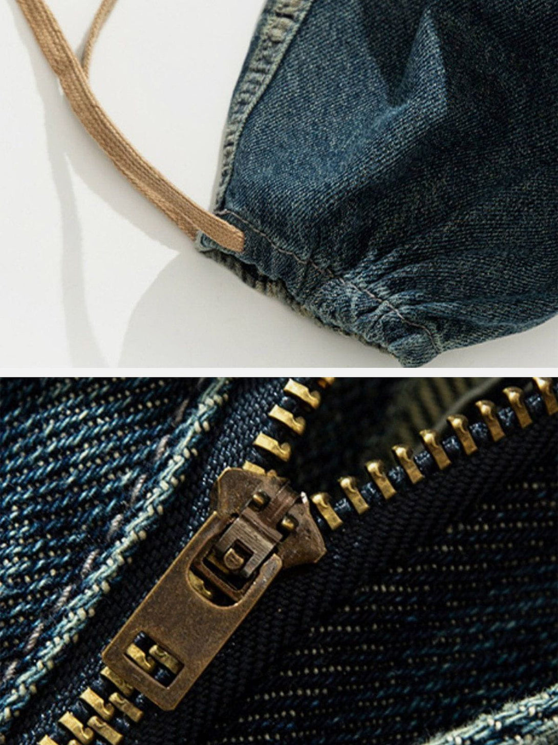 AlanBalen® - Panelled Plaid Belt Embellished Jeans AlanBalen
